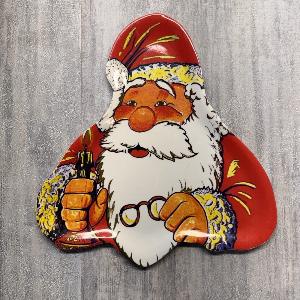 Vintage Melamine Ware Santa Christmas 11" Serving Cookie Plate